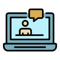 Laptop check icon color outline vector