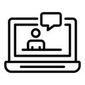 Laptop check icon, outline style