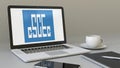 Laptop with China State Construction Engineering Corporation logo on the screen. Modern workplace conceptual editorial