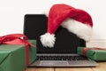 Laptop and christmas decoration