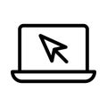 Laptop click vector thin line icon Royalty Free Stock Photo