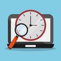Laptop clock lupe and Worktime design Royalty Free Stock Photo