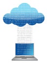 Laptop cloud computing binary transfer Royalty Free Stock Photo
