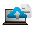 Laptop cloud computing document upload Royalty Free Stock Photo