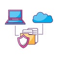 laptop cloud computing folder document security data storage Royalty Free Stock Photo