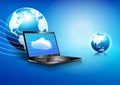 Laptop Cloud Computing Global Digital Communication World Royalty Free Stock Photo