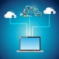 Laptop cloud computing icon network illustration Royalty Free Stock Photo