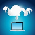 Laptop and cloud info connection illustration Royalty Free Stock Photo