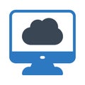 Laptop cloud vector glyph color icon