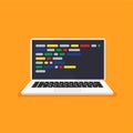 Laptop with code on a display. Royalty Free Stock Photo