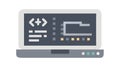 Laptop with Code Editor, Software Development Programming, vector design Generative AI Royalty Free Stock Photo