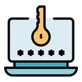 Laptop code key icon vector flat