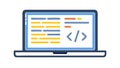 Laptop with Code, Programming Development, vector design Generative AI Royalty Free Stock Photo