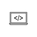 laptop coding icon. Element of online and web for mobile concept and web apps icon. Thin line icon for website design and Royalty Free Stock Photo