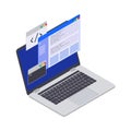 Laptop Coding Isometric Composition