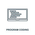 Laptop Coding line icon. Thin design style from programmer icon collection. Simple laptop coding icon for infographics Royalty Free Stock Photo