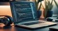 Laptop coding programming software development developer workspace technology concept Royalty Free Stock Photo