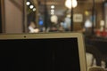 Laptop in coffee shop. work at cafe Royalty Free Stock Photo