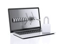 Laptop and combination Lock. Data security concept.