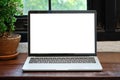 Laptop computer with blank screen for mock up template background, business technology and lifestyle background concept