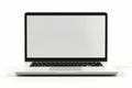Laptop computer with blank screen on white background with clipping path. Generative AI Royalty Free Stock Photo