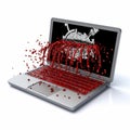 a laptop computer with blood splattered on the screen Royalty Free Stock Photo