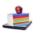 Laptop computer books apple Royalty Free Stock Photo