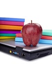 Laptop computer books apple Royalty Free Stock Photo