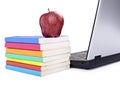 Laptop computer books apple Royalty Free Stock Photo