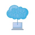 laptop computer with circuit cloud Royalty Free Stock Photo