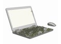 Laptop Computer with Cordless Mouse 3D Image with white background,