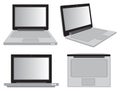 Laptop Computer in Different Perspective Views Vector Illustration