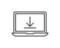 Laptop Computer with download sign, percent down vector illustration . Upload or download arrow with laptop icon Royalty Free Stock Photo