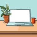 Laptop computer with empty screen front view, blank copy space on computer. Vector illustration Royalty Free Stock Photo