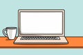 Laptop computer with empty screen front view, blank copy space on computer. Vector illustration Royalty Free Stock Photo