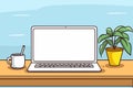 Laptop computer with empty screen front view, blank copy space on computer. Vector illustration Royalty Free Stock Photo