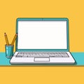 Laptop computer with empty screen front view, blank copy space on computer. Vector illustration Royalty Free Stock Photo