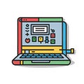 Laptop computer flat color icon. Vector illustration on white background. Royalty Free Stock Photo