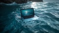 Laptop in water Royalty Free Stock Photo
