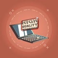 Laptop computer high quality product retro shopping style Royalty Free Stock Photo