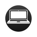 Laptop Computer Icon in Black Circle, Portable Device, Digital Technology, Minimalist Symbol, Vector Design Royalty Free Stock Photo