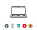 Laptop computer icon. Notebook sign. Royalty Free Stock Photo