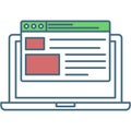 Laptop computer icon with vector website on screen