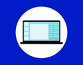 Laptop, computer isolated flat icon on blue background Royalty Free Stock Photo