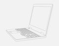 Laptop Computer line 3D drawing on white background Royalty Free Stock Photo