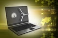 Laptop computer with lock for protection Royalty Free Stock Photo