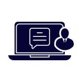 laptop, computer, man, online, chat, online support icon