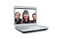 Laptop computer with men with thumbs up Royalty Free Stock Photo