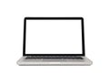 Laptop computer mock up with empty blank white screen isolated on white background with clipping path, front view. modern computer Royalty Free Stock Photo