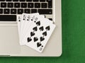 Laptop computer and online gambling theme Royalty Free Stock Photo